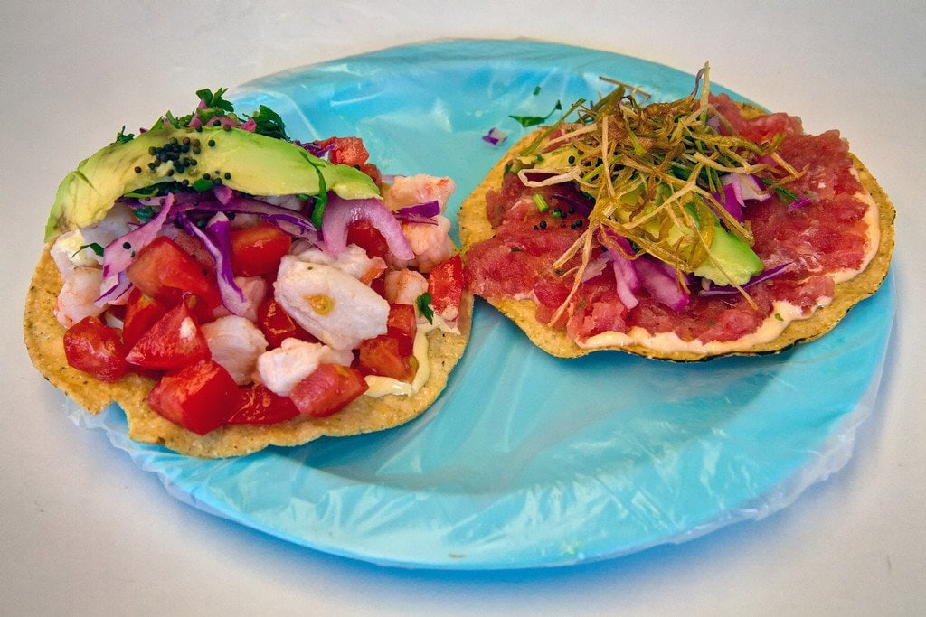 Tostadas at Aguachiles Yucatan Mexico
